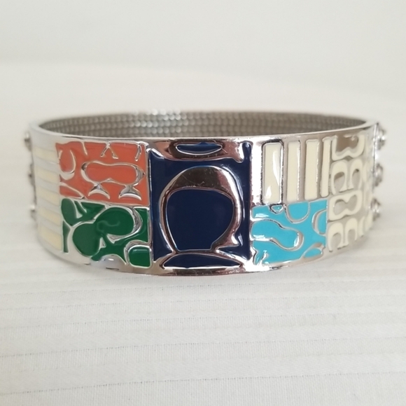 Coach Silver Signature Bangle Bracelet - Picture 1 of 7
